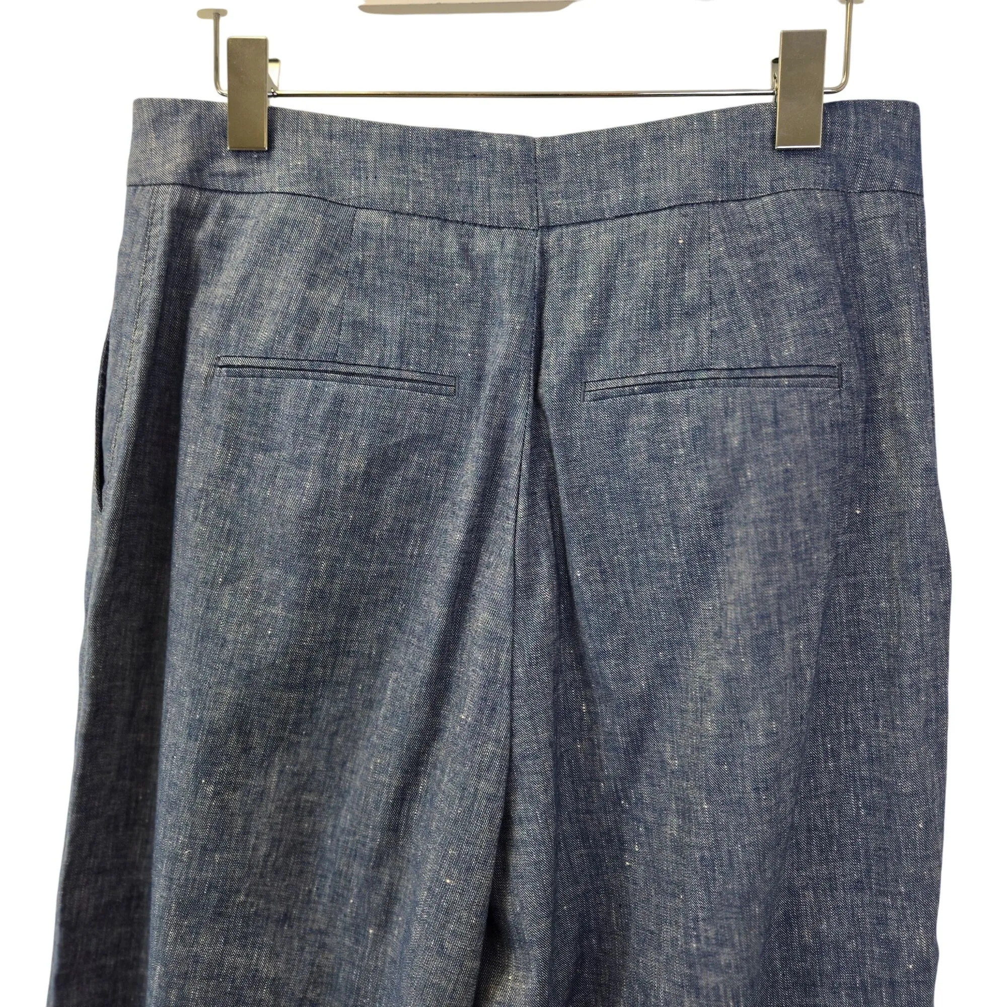 Ann Taylor Linen Blend Wide Leg Crop Trouser Pants Size 10