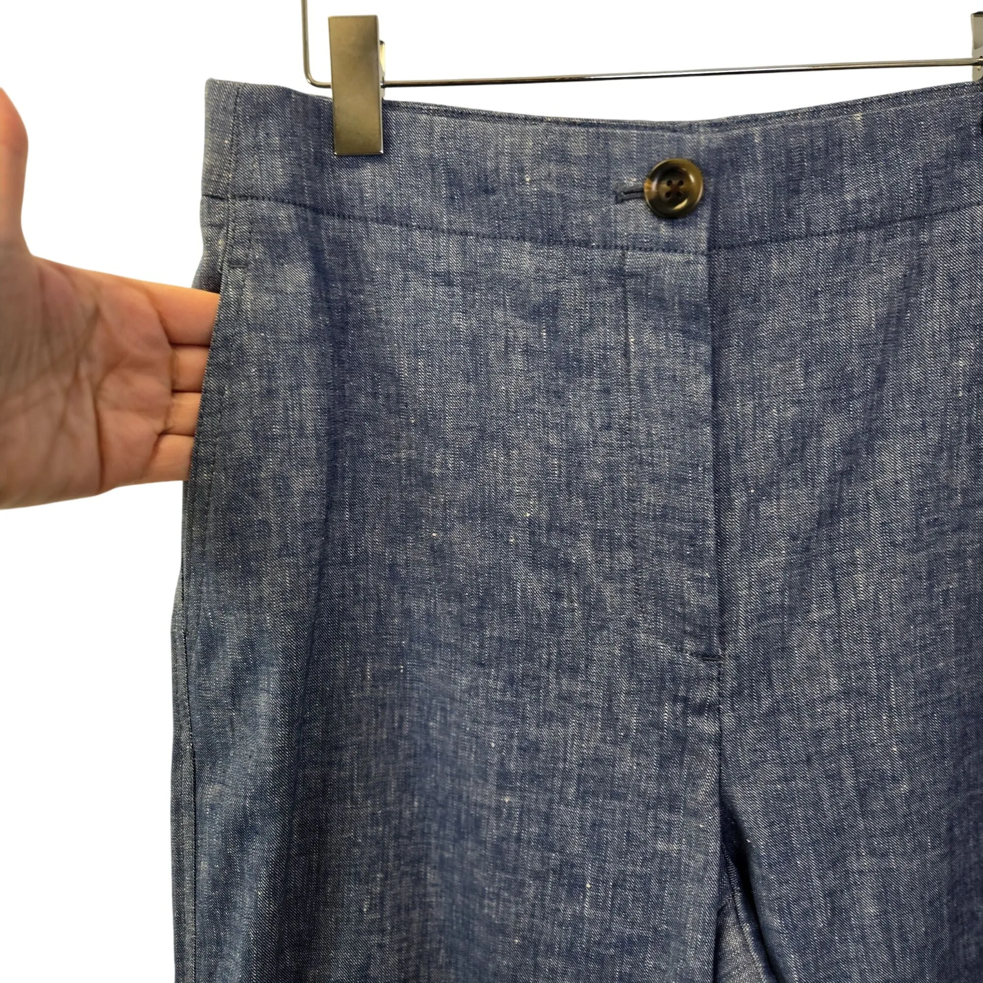 Ann Taylor Linen Blend Wide Leg Crop Trouser Pants Size 10