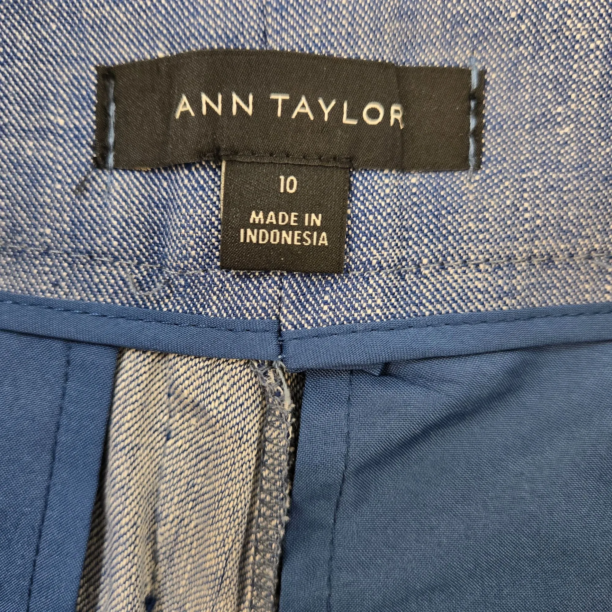 Ann Taylor Linen Blend Wide Leg Crop Trouser Pants Size 10