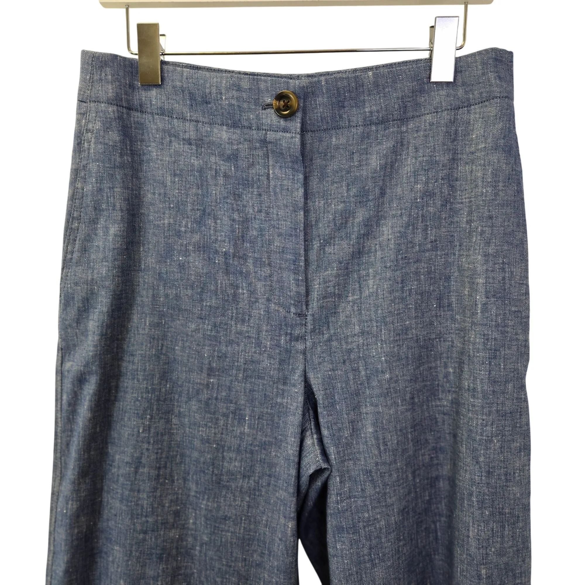 Ann Taylor Linen Blend Wide Leg Crop Trouser Pants Size 10
