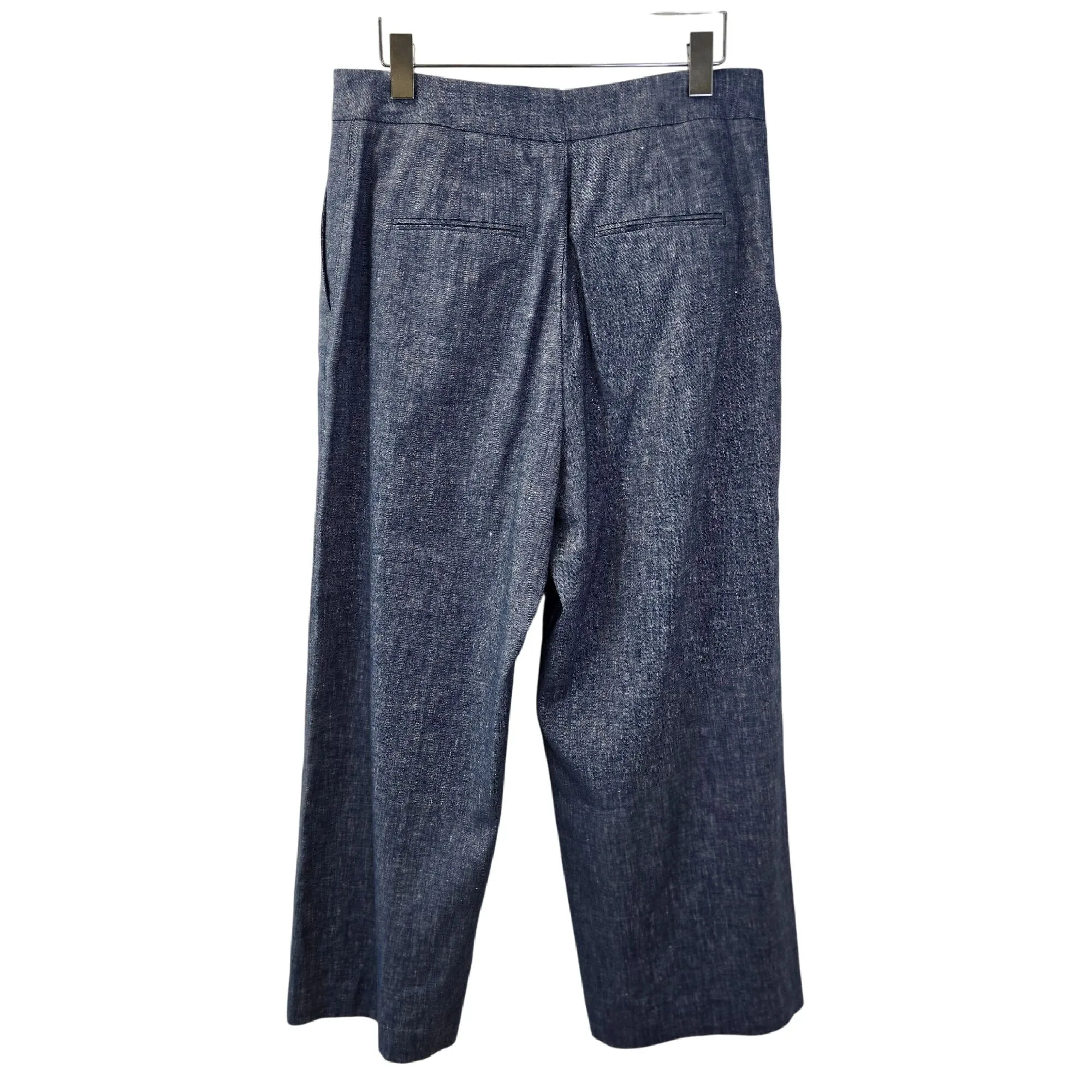 Ann Taylor Linen Blend Wide Leg Crop Trouser Pants Size 10