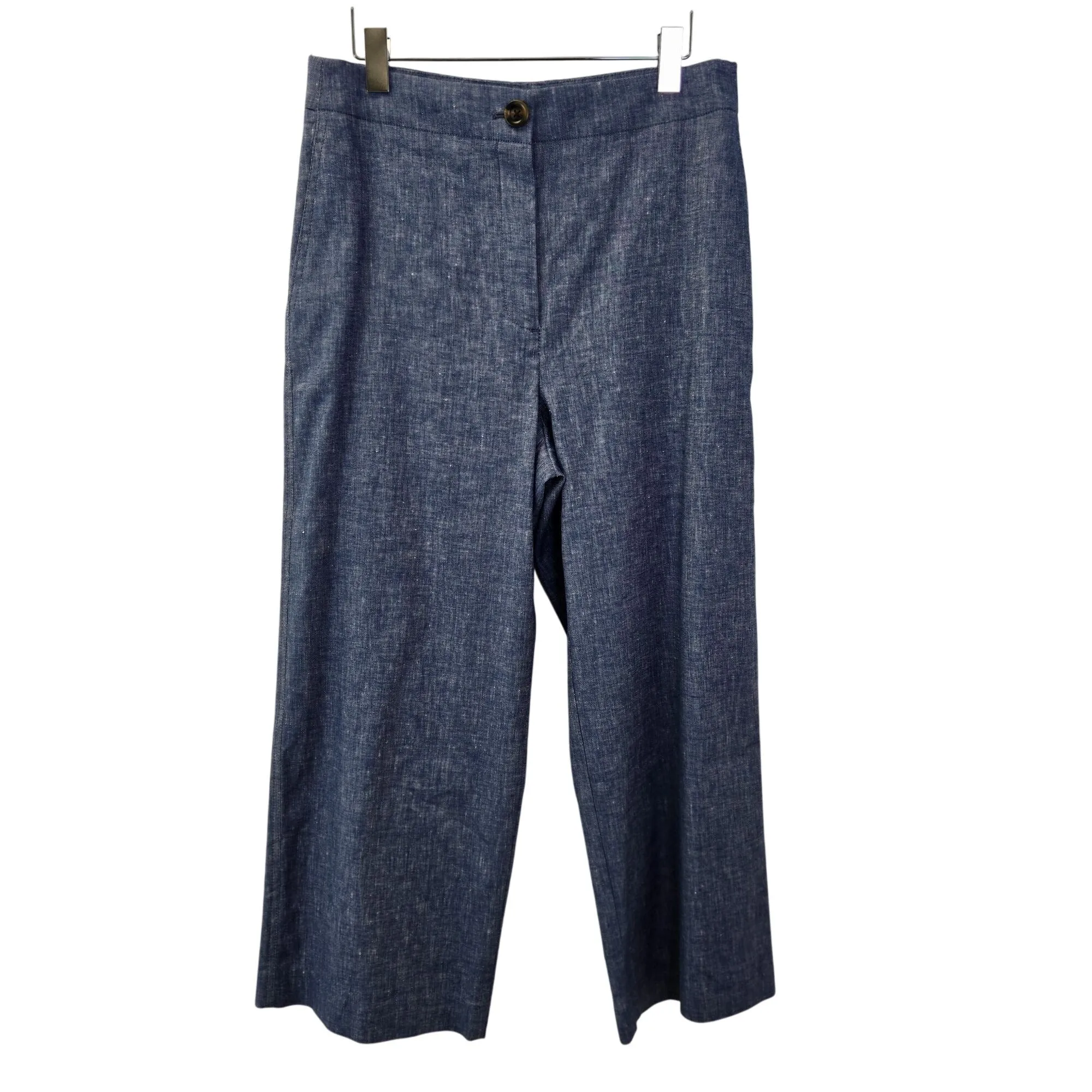 Ann Taylor Linen Blend Wide Leg Crop Trouser Pants Size 10