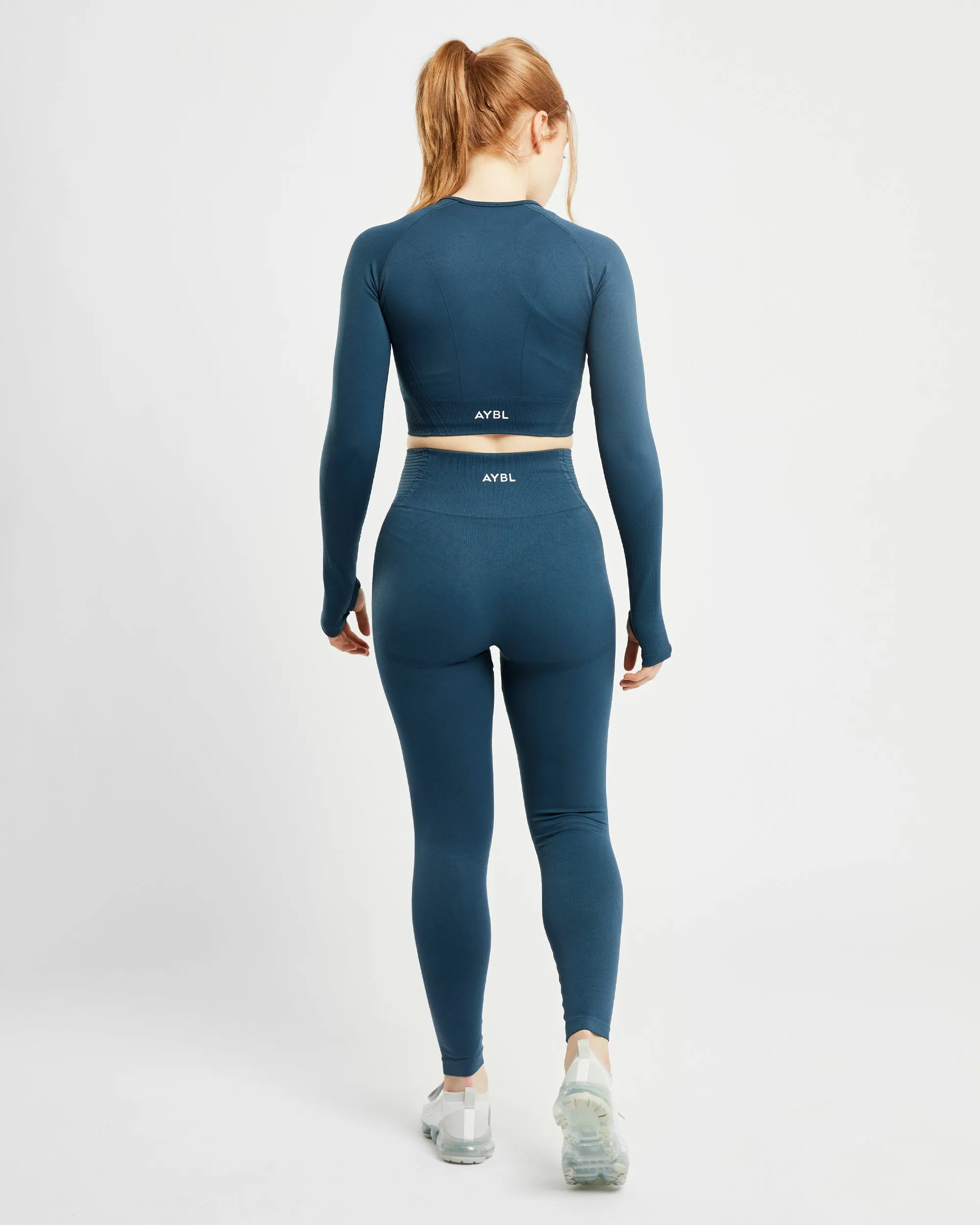 Balance V2 Seamless Long Sleeve Crop Top - Marine Blue