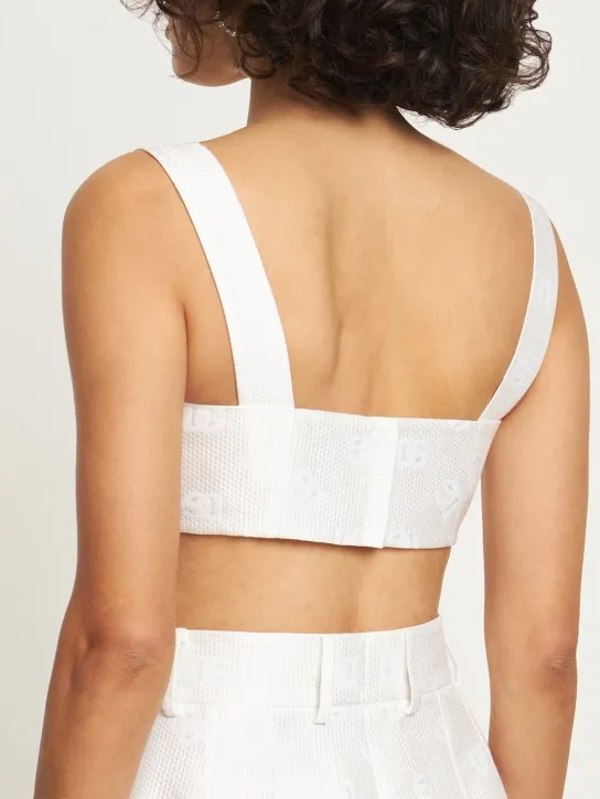 Dolce&amp;Gabbana   Logo monogram jacquard crop top 