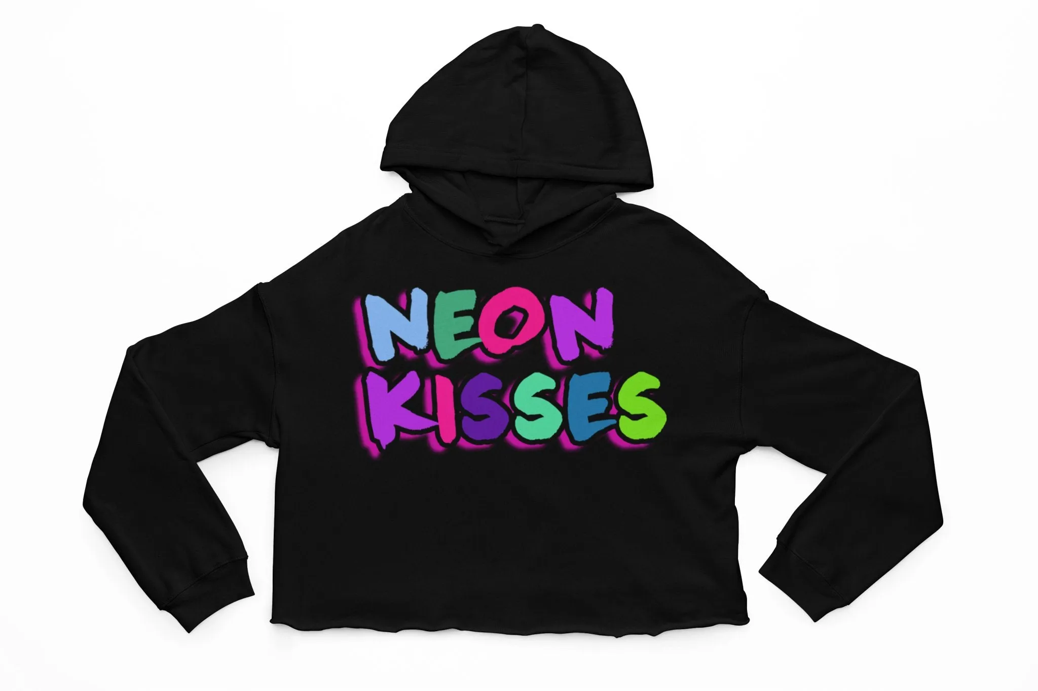 Neon Kisses Logo Crop Hoodie