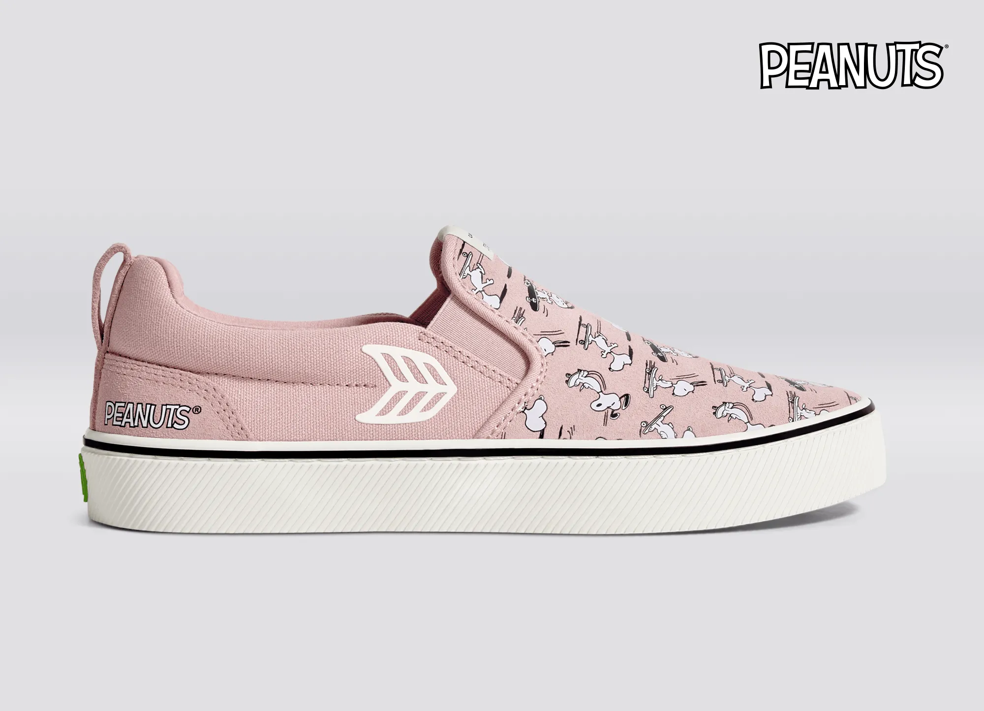 PEANUTS SLIP-ON PRO Snoopy Skate Rose Suede and Canvas Off-White Logo Women Sneaker